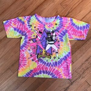 Mighty Morphing Power Rangers Tee Vintage 1995 Tie Dye Print Youth XL / Adult S